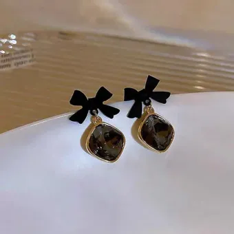 Women's Retro Style Black Bow Earrings